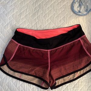 Multi-color stripe lulu lemon running shorts